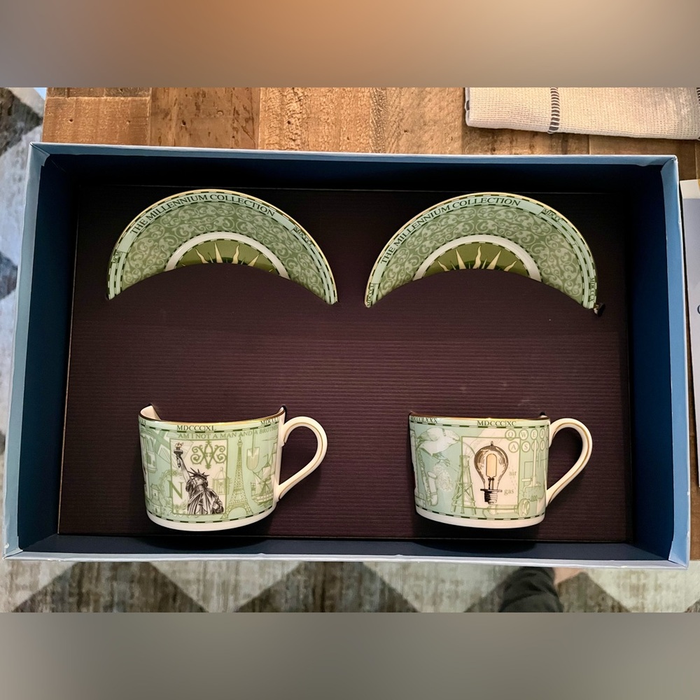 NEW WEDGWOOD CELEBRATION OF THE MILLENNIUM TEACUP & SAUCER SET